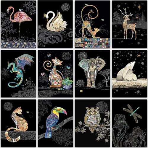 5D DIY Diamond Painting animals Cat fox swan Flamingo dragon Full Square&Round Diamond mosaic embroidery Cross stitch home deco
