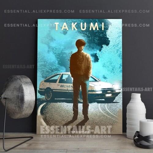 Takumi Fujiwara Initial D Anime Poster Canvas Wall Art Painting Decor Pictures Bedroom Study Living Room Home Decoration Prints