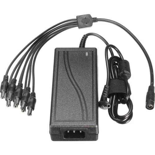 DC 12V 5A Monitor Power Adapter Power Supply + 8 Way Power Splitter Cable For Camera/Radios Surveillance CCTV CAMERA