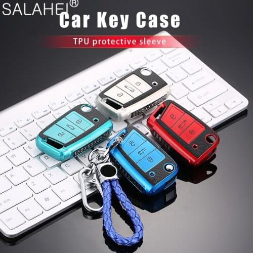 TPU Car Key Case Cover Key Bag For Volkswagen VW Polo Golf 7 MK7 Tiguan passat For Skoda Octavia Kodiaq Karoq For Seat Ateca