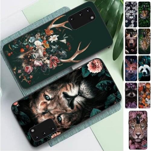 FHNBLJ Cute animal tiger lion fox among flowers Phone Case for Samsung S 4 6 7 5 8 9 10 20 plus lite edge S10 5G
