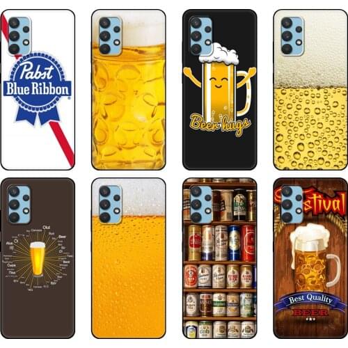 Black tpu Case For Samsung galaxy A12 A22 A32 A42 A52 A72 4g 5g S21 PLUS ultra back cover Glass of Beer Cool Summer Skin