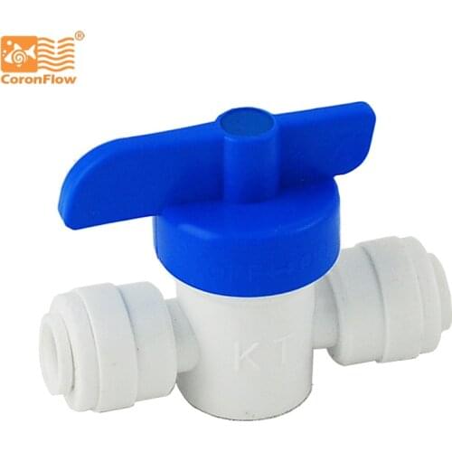 Coronwater Shut-off Valve straight Ball Valve 1/4" Push-in 1/4" Push RO fittings KY-02
