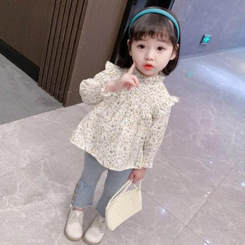 Childrens Clothing Spring Childrens Tops 2021 New Spring Girls' Long-sleeved Shirts Girls' Floral Shirts Toddler Girl Tops