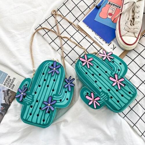 Women Cactus Shaped Chain Shoulder Bag PU Leather Crossbody Messenger Bag