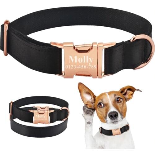Blue Nylon Personalized DOG Collar Small Pet Medium Puppy Free Engraved Name Tag