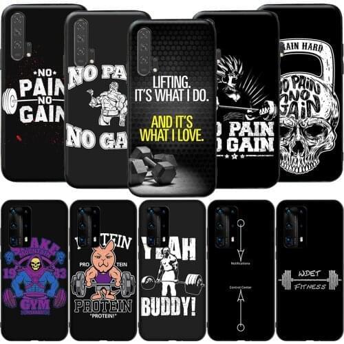 GX154 No Pain No Gain Gym Fitness for Huawei Y5P Y6P Y7A Y8P Y9A Mate 10 20 30 Pro Lite Nova 2i 3 3i 4 5 5T 7 SE P Smart Z