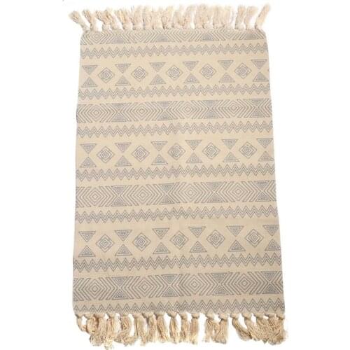 Cotton Knitting Thickened Anti Slip Fringed Floor Mat Printing Kitchen Living Room Bedside Carpet