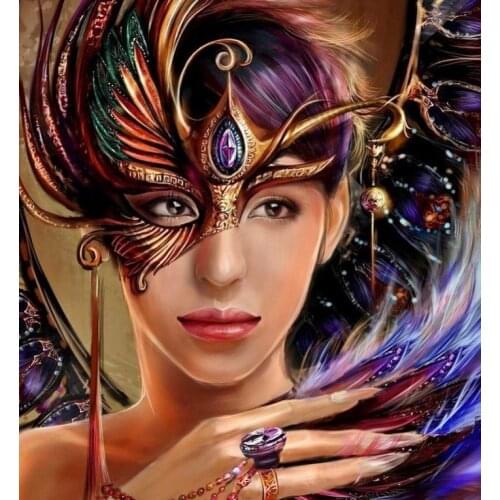 JMINE Div 5D Masked Women Fairy Full Diamond Painting cross stitch kits art High Quality Portrait 3D paint by diamonds