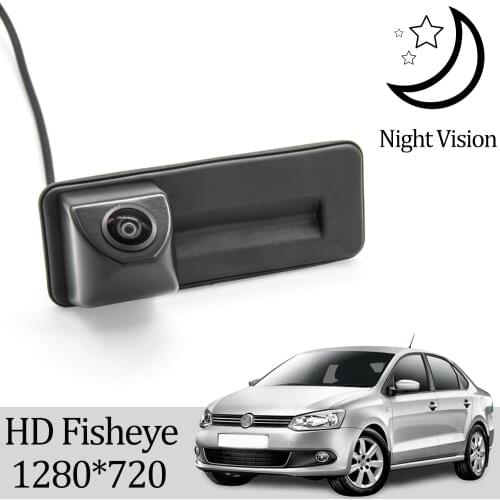 Owtosin HD 1280*720 Rear View Camera For Volkswagen Polo Sedan 2012 2013 2014 2015 2016 Before Facelift Trunk Handle Parking Cam