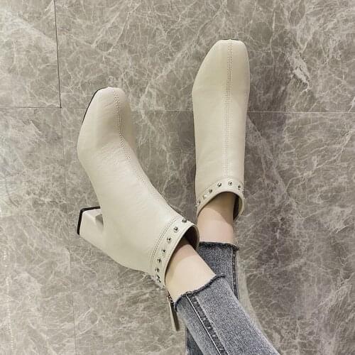 Nice New Designers Elegant Womens Shoes Leather Booties Brown High Heel Vogue Rubber Ladies Ankle Plush Boots Footwear
