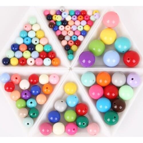 6/8/10/12/14/16mm 20-200pcs/bag Multi Colors Round Acrylic Beads For Making Arts Crafts Apparel Sewing Garment Beads DIY