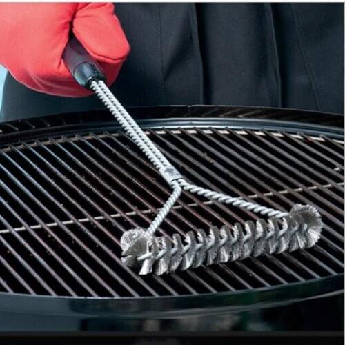 Kitchen Accessories BBQ Grill Barbecue Kit Cleaning Brush Stainless Steel Cooking Tools Wire Bristles Triangle Cleaning Brushes