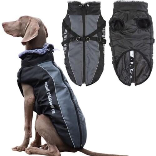 Large Pet Dog Jacket With Harness Winter Warm Dog Clothes Coat Pet Padded Vest Windproof Medium Large Dog Coat Outfits