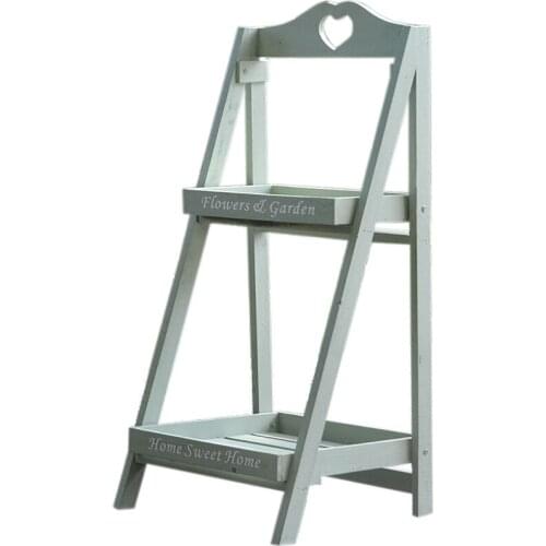 Small flower stand rural ladder balcony multi-layer solid wood living room shelf plant rack two-story succulent