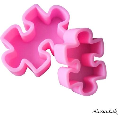 Minsunbak 3D Puzzle Handmade Soap Silicone Mold Building Block Keychain DIY Epoxy Resin Tool Candle