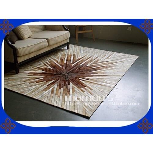 Fashionable art carpet 100% natural genuine cowhide leather exercise mat