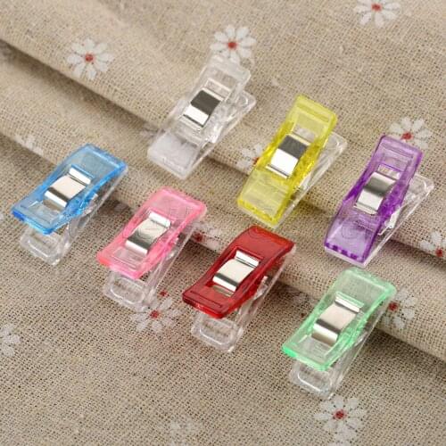 Hot Selling 50pcs/bag Clips DIY Plastic Sewing Fixed Clips Patchwork Crafts Transparent Quilt Quilting Patchwork Clip 7Colors