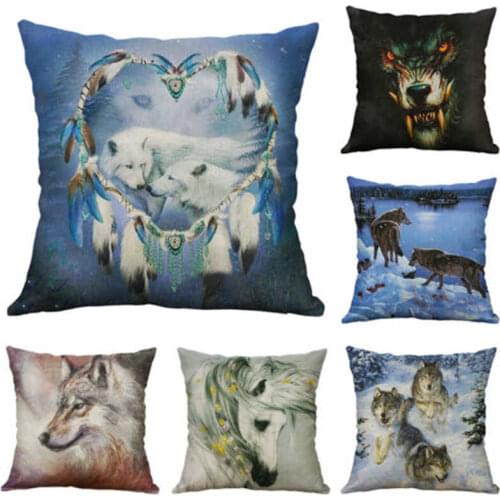 Wolf Sofa Pattern Cushion Pillowcase Cover New Animal for Room Inch 18 Living Sofa Decor