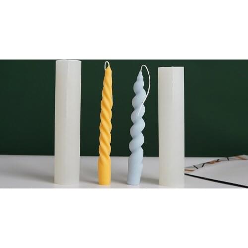 New 3d Twisted Long Brush Holder Silicone Candle Mould Diy Candlelight Dinner Rotating Screw Rod Candle Making Supplies