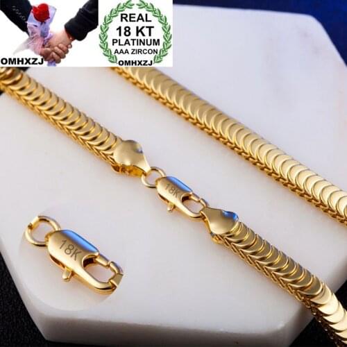 OMHXZJ Wholesale Personality Fashion Man Party Wedding Gift Gold Snake Chain 18KT Gold Bracelet+Necklace Jewelry Set SE43