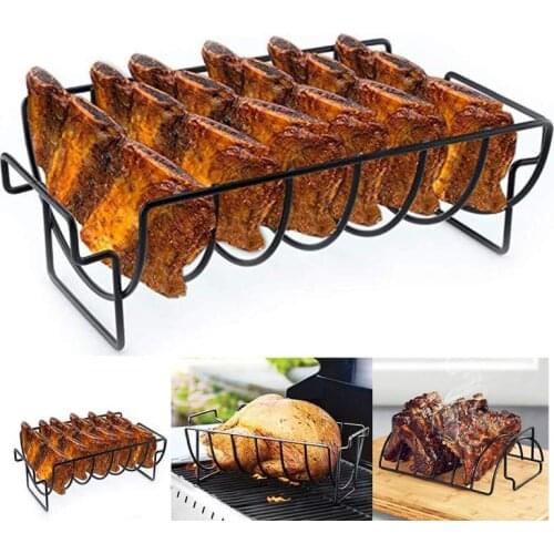 Stainless Steel BBQ Beef Chicken Leg Wing Grill Rack Barbecue Drumsticks Holder Smoker Oven Roaster Stand With BBQ Supplies Tool