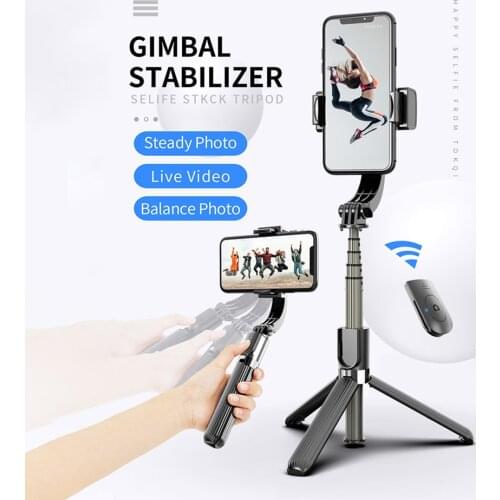 Bluetooth Handheld Gimbal Stabilizer Anti-shake Mobile Phone Selfie Stick Holder Adjustable Sport Selfie Stand For iPhone/Huawei