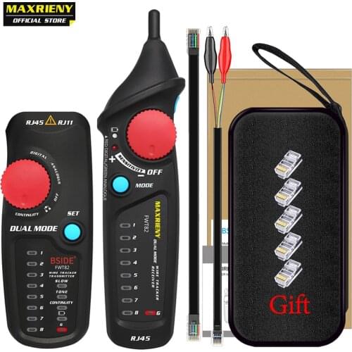 MAXRIENY FWT82 Network Cable Tracker Dual Mode Wire Toner RJ45 RJ11 Ethernet LAN Tracer Analyzer Detector Line Finder Tester