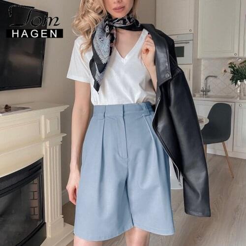 Plus Size Summer Long Shorts for Women with High Waist Casual Pink Loose Khaki Knee Length Womens Wide Leg Shorts with Pockets