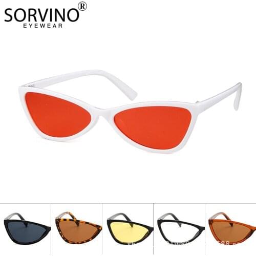 SORVINO 2021 Retro 90s Butterfly Sunglasses Brand Designer Cat Eye Red Black Leopard Lens Simple Female Trendy Sun Glasses