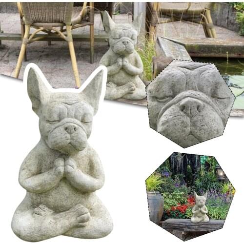 Meditation Bulldog Statue Resin Dog Sculpture Animal Yoga Statue For Office Home Decor Garden Decoration Outdoor Jardin Garten