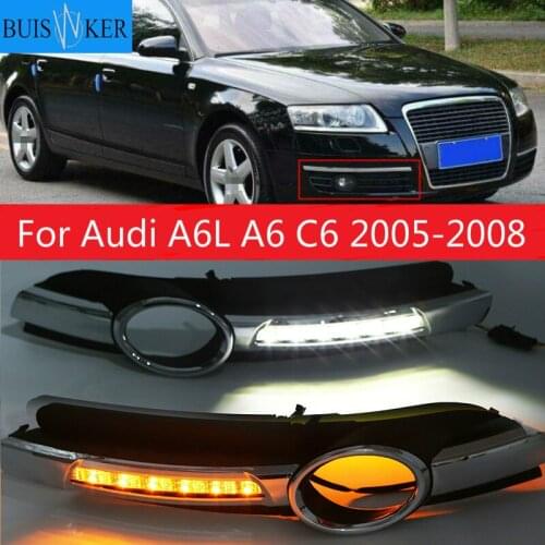 LED Daytime Running Light DRL Light Fog Lamp Cover For Audi A6L A6 C6 2005-2008 For Quattro RS Cabriolet Allroad Front