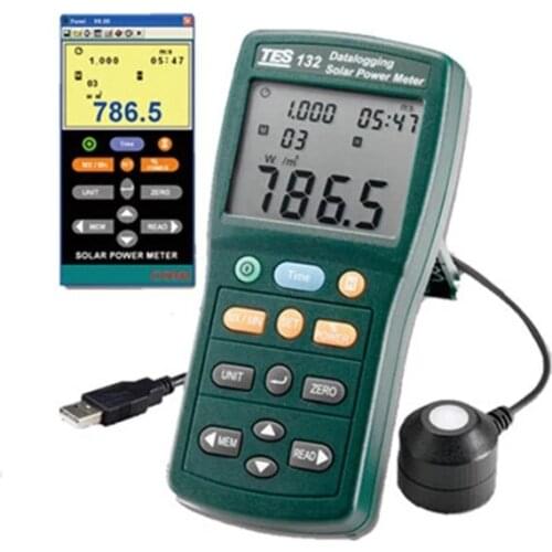 TES-132 Solar Power Meter Wide Spectral Range Datalogging USB Cable Software Power Meter High Precision