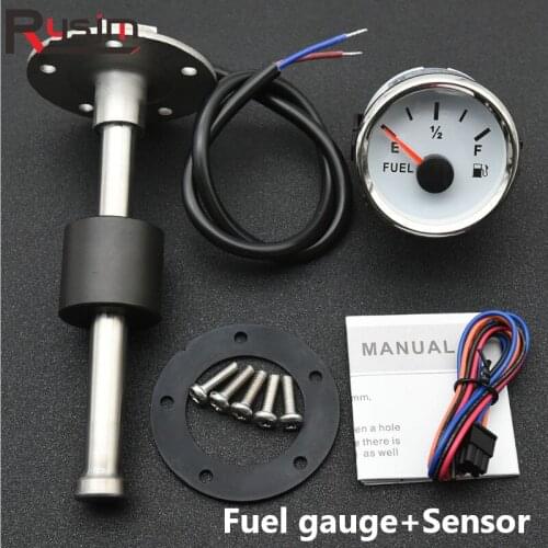52MM 0-190ohm Fuel Level Gauge Oil Tank Level Indicator Meter With Fuel Level Sensor 150/200/250MM Boat Gas Tank Sending Unit