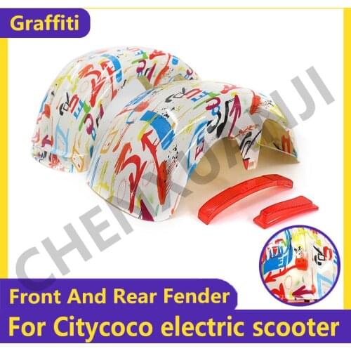 Graffiti Citycoco Fender Shell Flaps Front and Rear Fender Mudguards with Taillight Reminder for Citycoco Electric Scooter