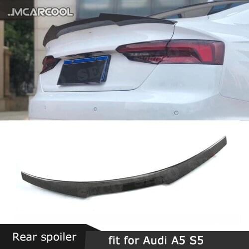 For Audi A5 S5 Sedan Coupe 2017 2018 2019 Carbon fiber Rear Spoiler Boot Trim Sticker Wings M4 Style Spoiler Car Styling