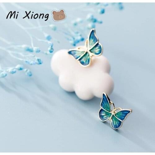 Mi Xiong Butterfly Earrings for Women Fashion Luxury Jewelry Hollow Ear Studs Cute Wedding Real 925 Sterling Silver Korean Style