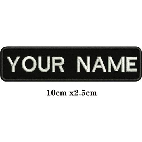10X2.5cm Embroidery Custom Name Text Patch Stripes badge Iron On Or Velcro Backing Patches For Clothes Backpack Hat BR-01A