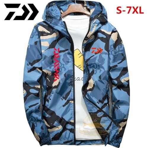 2020 Daiwa Zipper Fishing Jacket Spring and Autumn Brand Slim Jacket Mens Casual Bomber Jacket Hooded Jacket Plus Size 7XL