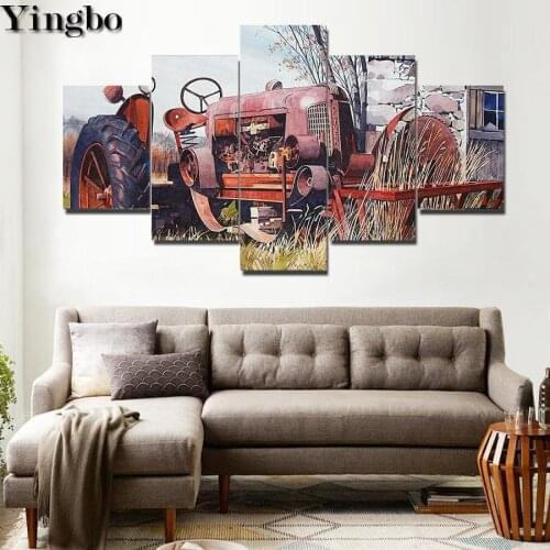 5 Panel,3d Diamond embroidery cross stitch Farm tractor diy 5d diamond painting Accessories Mosaic Decoration Home