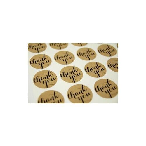 600 pcs/lot kraft "Thank You" Gift Label Sticker 3.8cm,Envelope Seal,Wedding,Baking,Crafts CH-14121506
