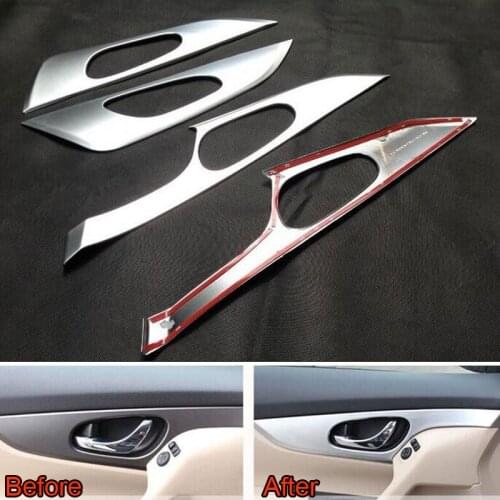 ABS Car Inner Door Handle Bowl Panel Cover Trim Decoration Frame Stickers Fit For Nissan Rogue X-Trail 2014 Car styling