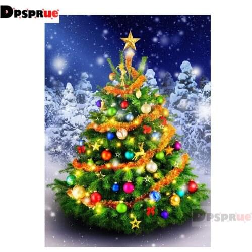 Dpsprue Full Square/Round Diamond Painting Cross Stitch Diamond 3D Embroidery Christmas tree DIY 5D Moasic Home Decor Gift Pu38