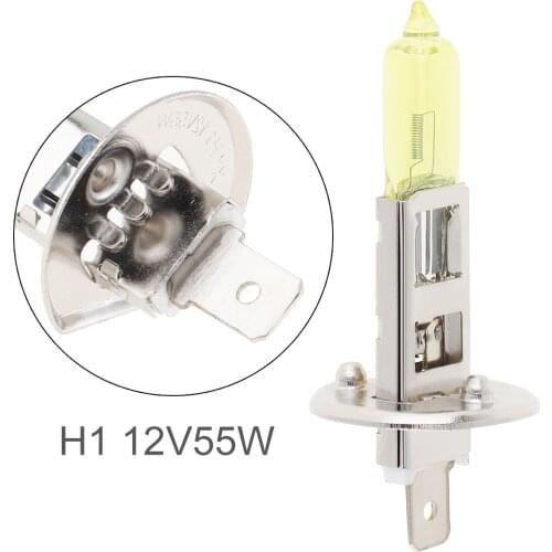 Car light 12V H1 55W 2500K Yellow Light Super Bright Car Xenon Halogen Lamp Auto Front Headlight Fog Bulb Car Halogen Bulbs