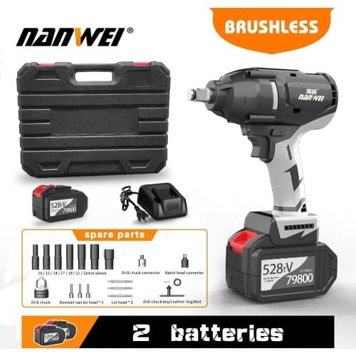 NANWEI 600N Industrial Brushless Lithium Wrench Super Torque Cordless Electric Wrench Easy Removal Of Car Tires