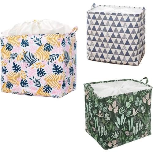 BMBY-100L Rectangular Laundry Baskets with Handle And Drawstring,Collapsible Cotton Linen Cloth Storage Bin Storage