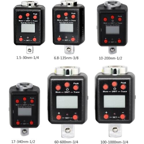 Digital High Torque Wrench 1.5-1000nm Adapter 1/4 3/8 1/2 3/4 Drive Microtorque