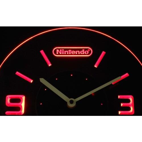 Cnc0196 Nintendo Illuminated 3D Neon Light LED Clock