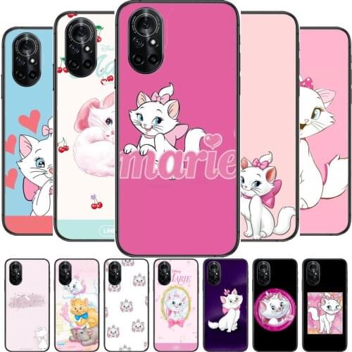 Disney cat Clear Phone Case For Huawei Honor 20 10 9 8A 7 5T X Pro Lite 5G Black Etui Coque Hoesjes Comic Fash design