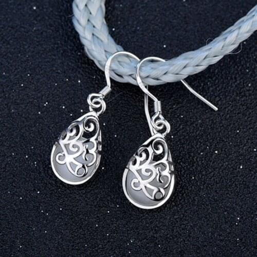 Fanqieliu Moonlight Opal 925 Sterling Silver Drop Earrings Female Totems Luxury Jewelry Dangles Earrings For Woman FQL193151